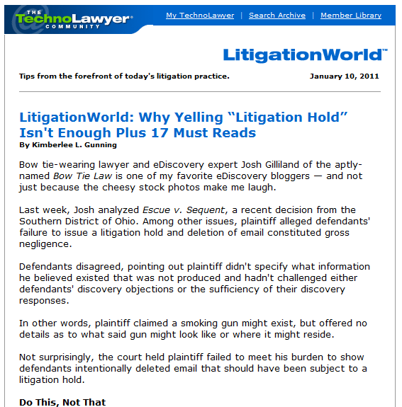 TechnoLawyer Launches LitigationWorld Newsletter