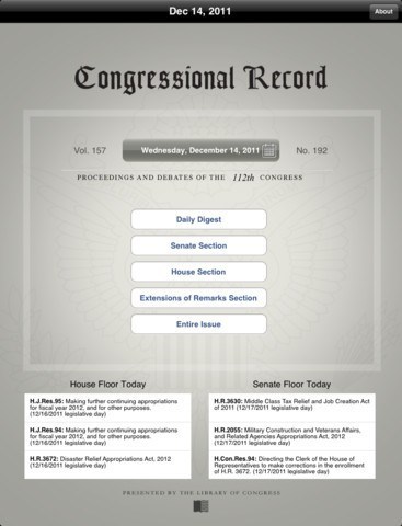 Read the Congressional Record on Your iPad