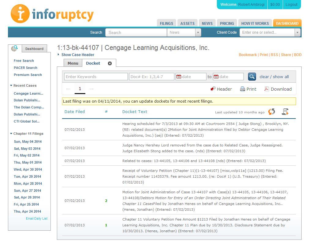 Exclusive Bankruptcy Docket Search Site Inforuptcy To Add District 