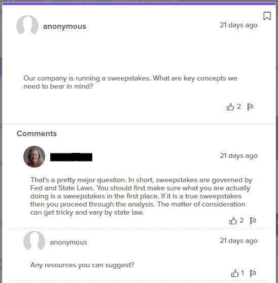 Members can ask and answer questions. (Name blacked out for privacy.)