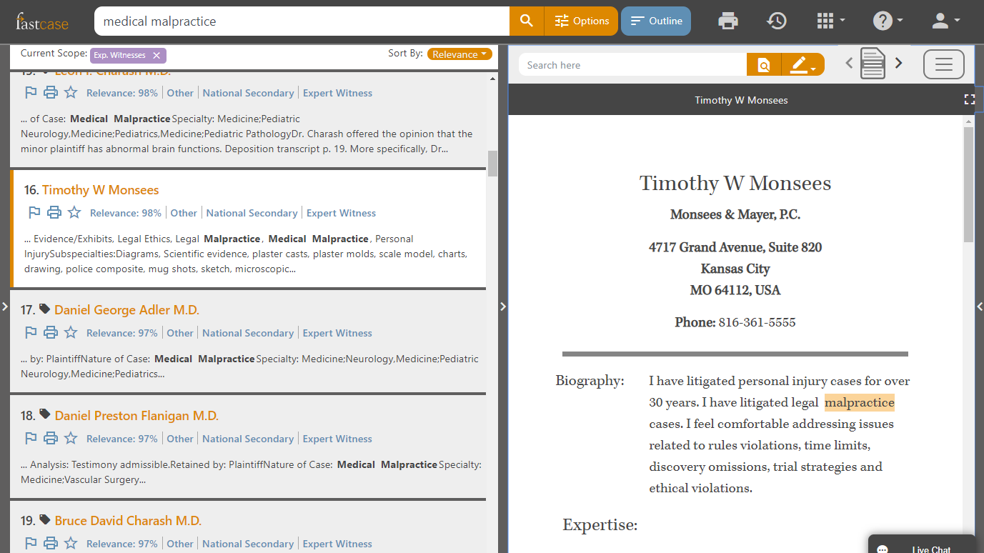 Fastcase Adds Expert Witness Profiles from JurisPro and Courtroom Insight