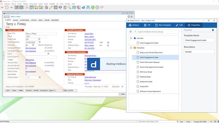 AbacusLaw Now Integrates with HotDocs for Document Assembly