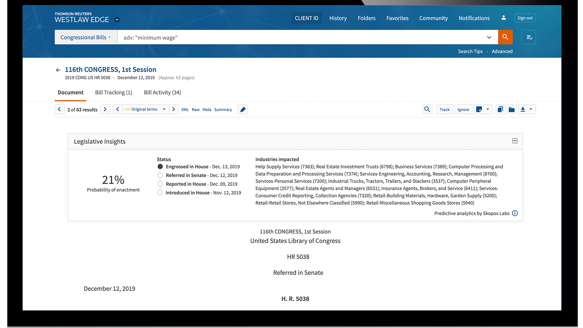 Will that Bill Pass? New AI Tool in Westlaw Edge Predicts Outcomes