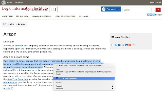Find Legal Authority For Any Text On The Web With Chrome Extension from ROSS