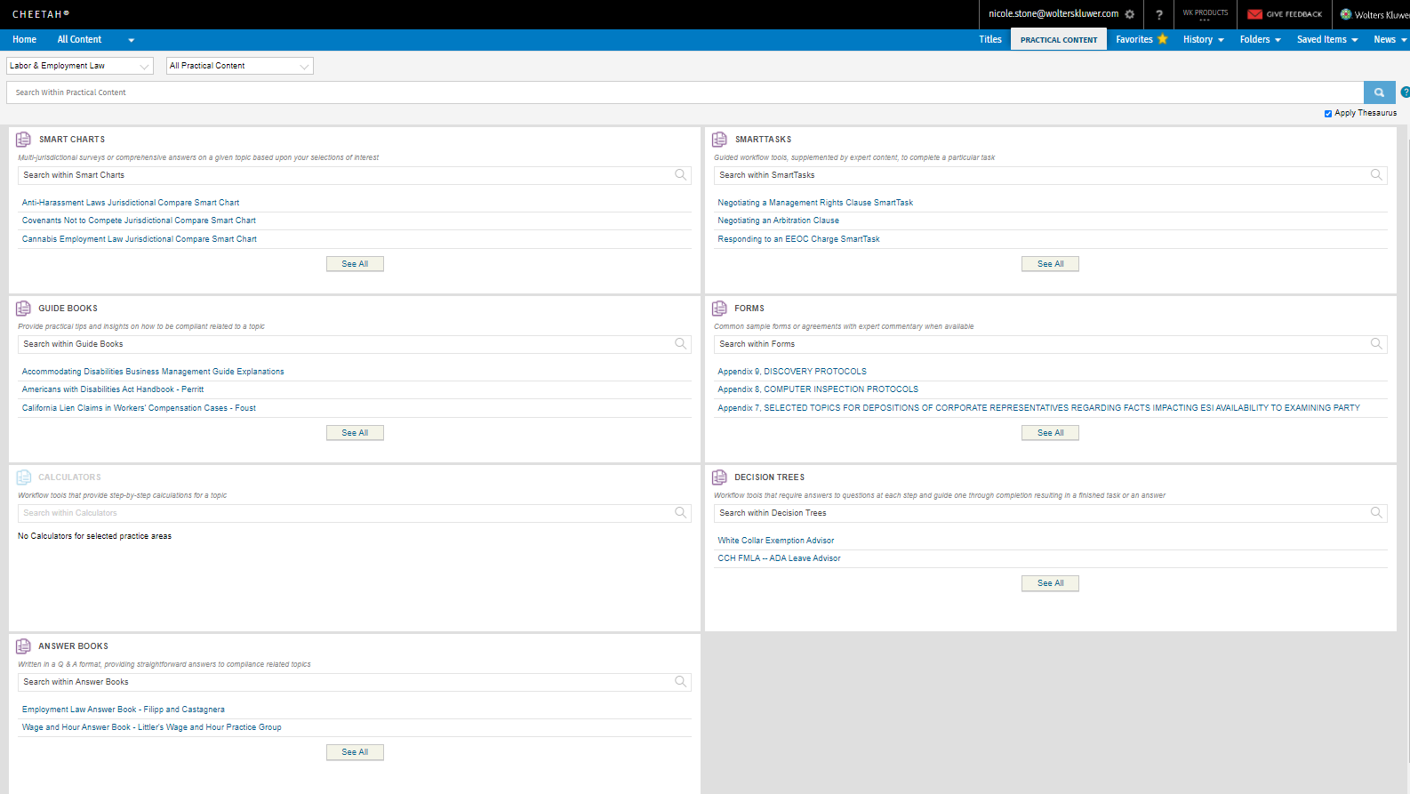 New Dashboard Makes It Easy To Find Practical Content on Wolters Kluwer&#8217;s Cheetah Legal Research Platform