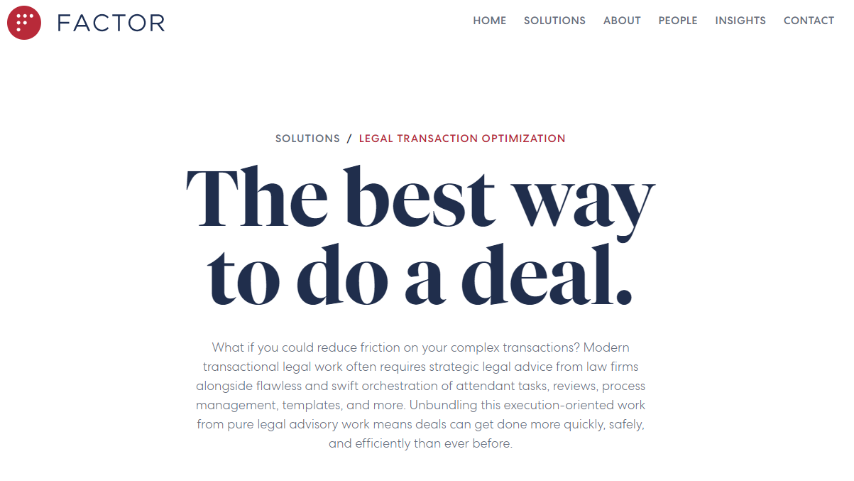 ALSP Factor Launches Product for Law Firms to Manage and Support Transactions
