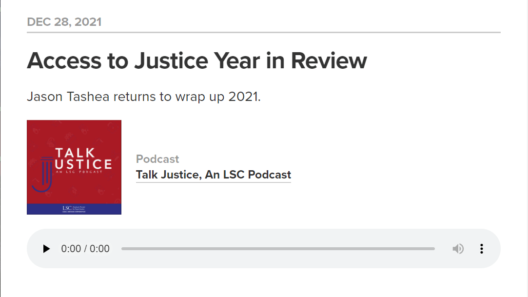 Podcast: The &#8216;Talk Justice&#8217; Access to Justice Year in Review