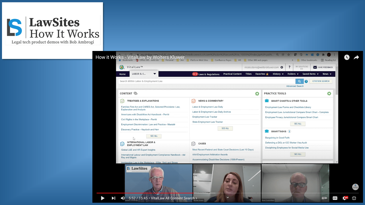 <i>How It Works:</i> VitalLaw, Wolters Kluwer&#8217;s Intuitive Research Platform