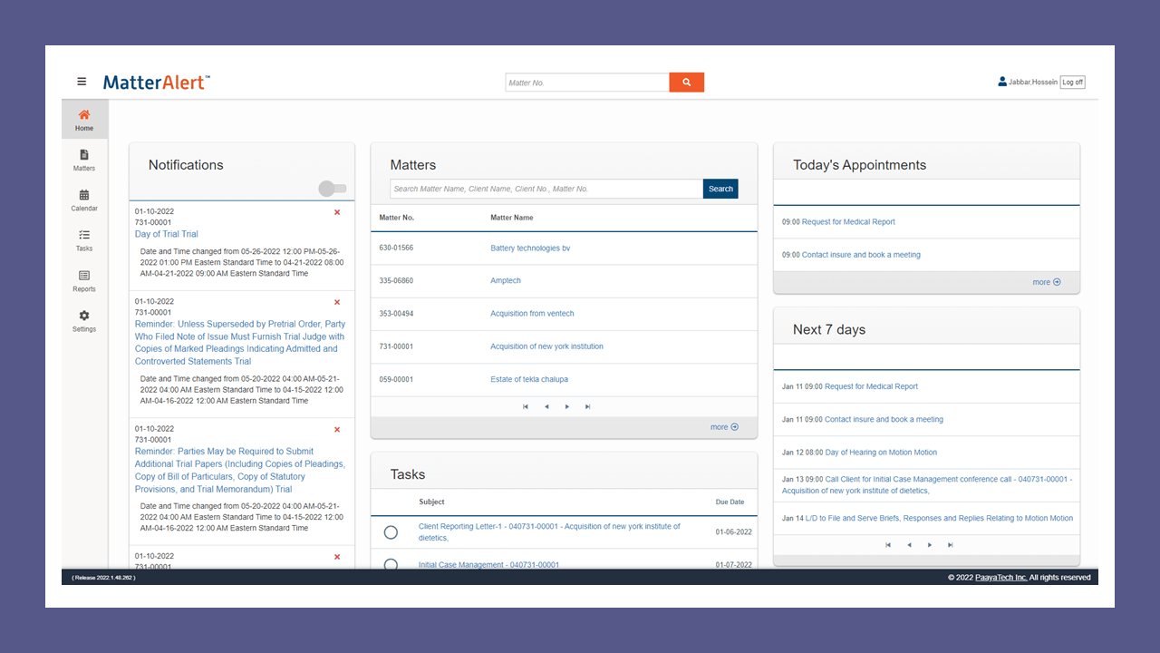 New &#8216;MatterAlert&#8217; Provides Web-Based, Matter-Centric Docketing, Tickler and Calendar Software for Law Firms