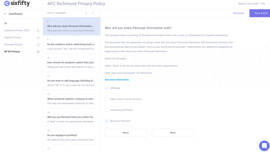 New SixFifty Product Automates Compliance with All State Data Privacy Laws
