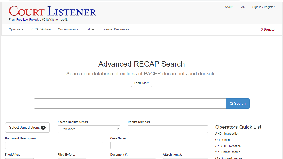 Free Law Project Makes It Even Easier to Add PACER Documents to Its Free Database