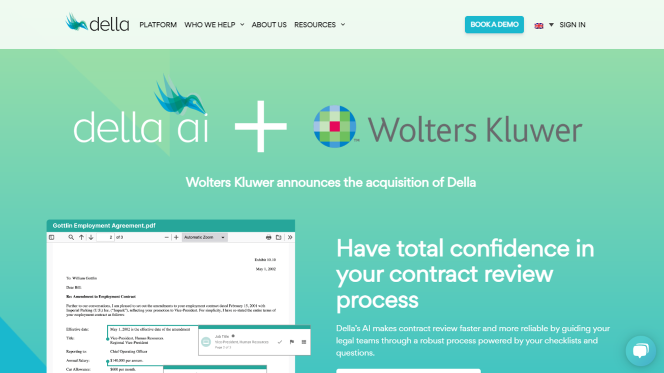&#8216;Twas the Night Before New Years Eve (in which Wolters Kluwer Acquires Contract Review Platform Della AI)