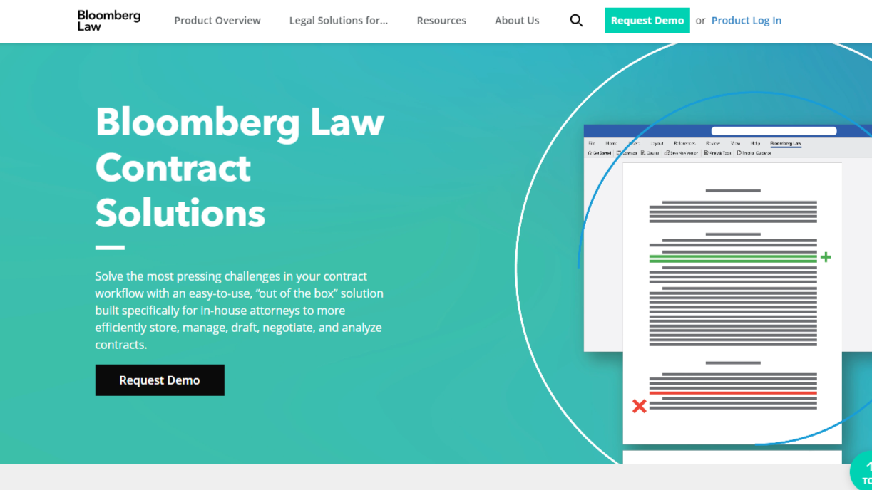 Bloomberg Law Launches A Product For Storing, Searching, Drafting and Negotiating Contracts