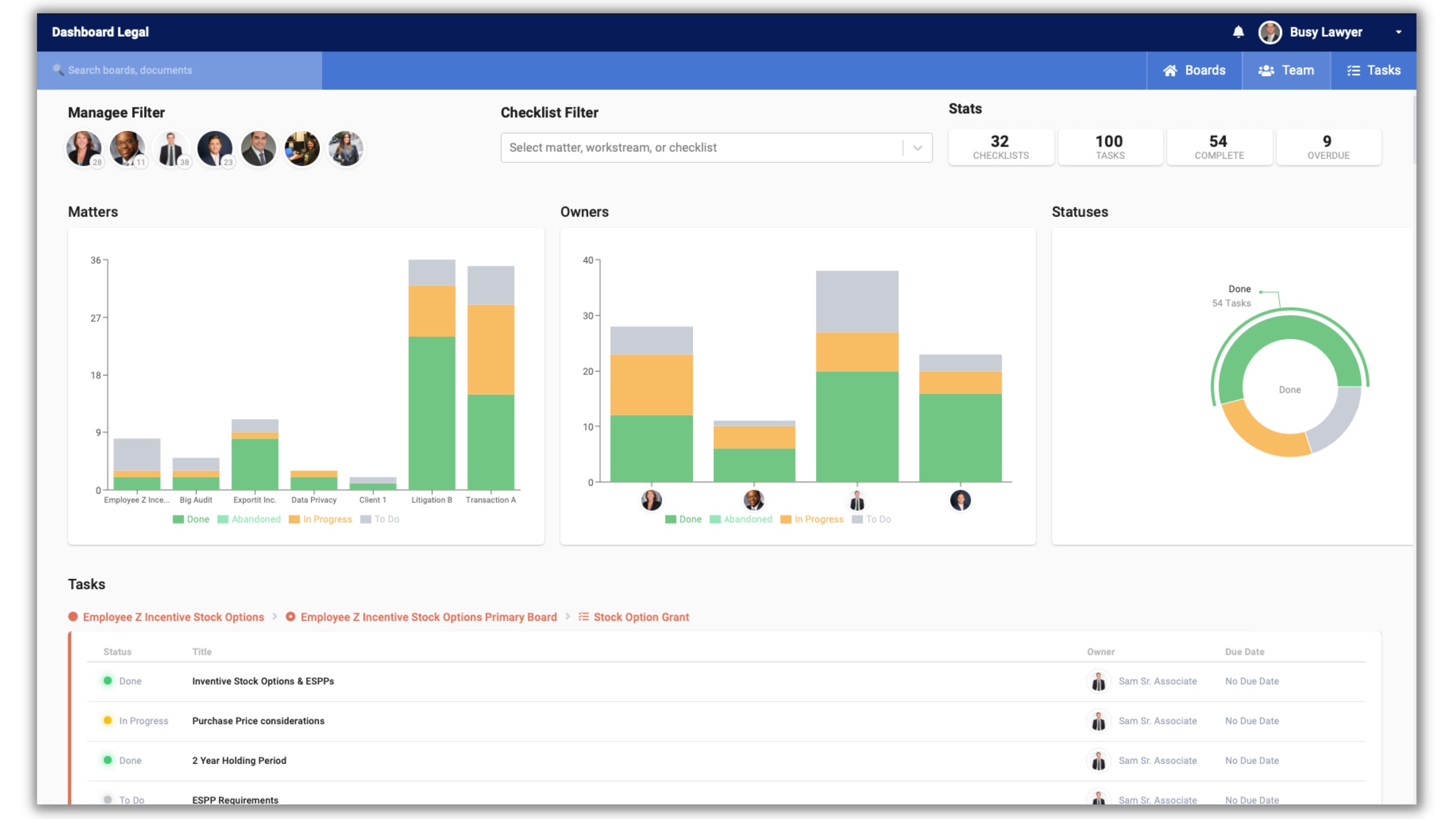 New Dashboard Legal Feature Gives Law Firm Partners A Snapshot View Of All Activity Across Matters and Associates