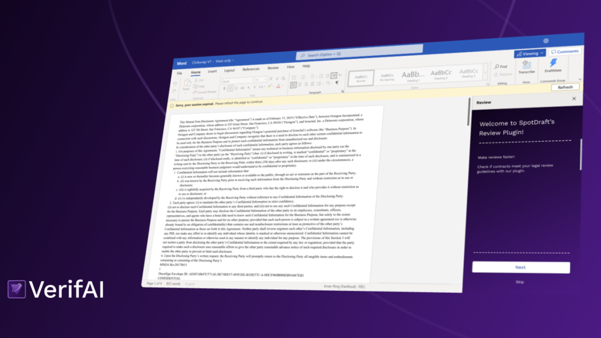 CLM Company SpotDraft Unveils Generative AI Contract Review Add-In for Word (and For A Time It&#8217;s Free)