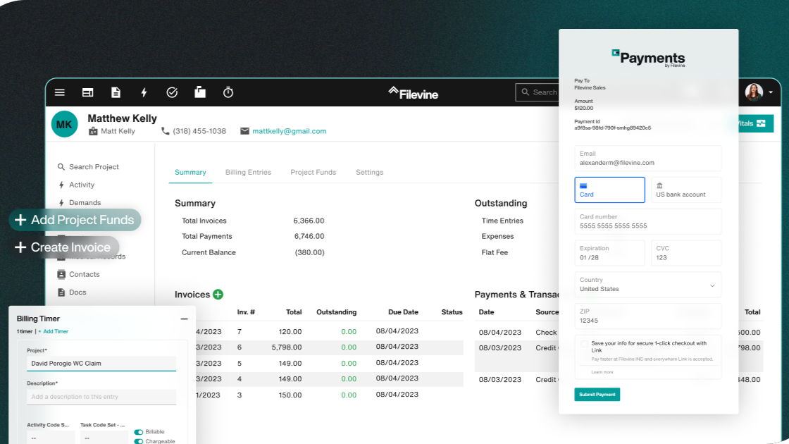 Practice Management Platform Filevine Adds Native Payments Feature to Round Out Its Time and Billing