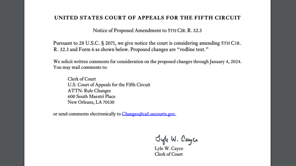 In First for A U.S. Appeals Court, 5th U.S. Circuit Court Considers Rule Requiring Lawyers to Certify they Did Not Rely on AI to Create Filings