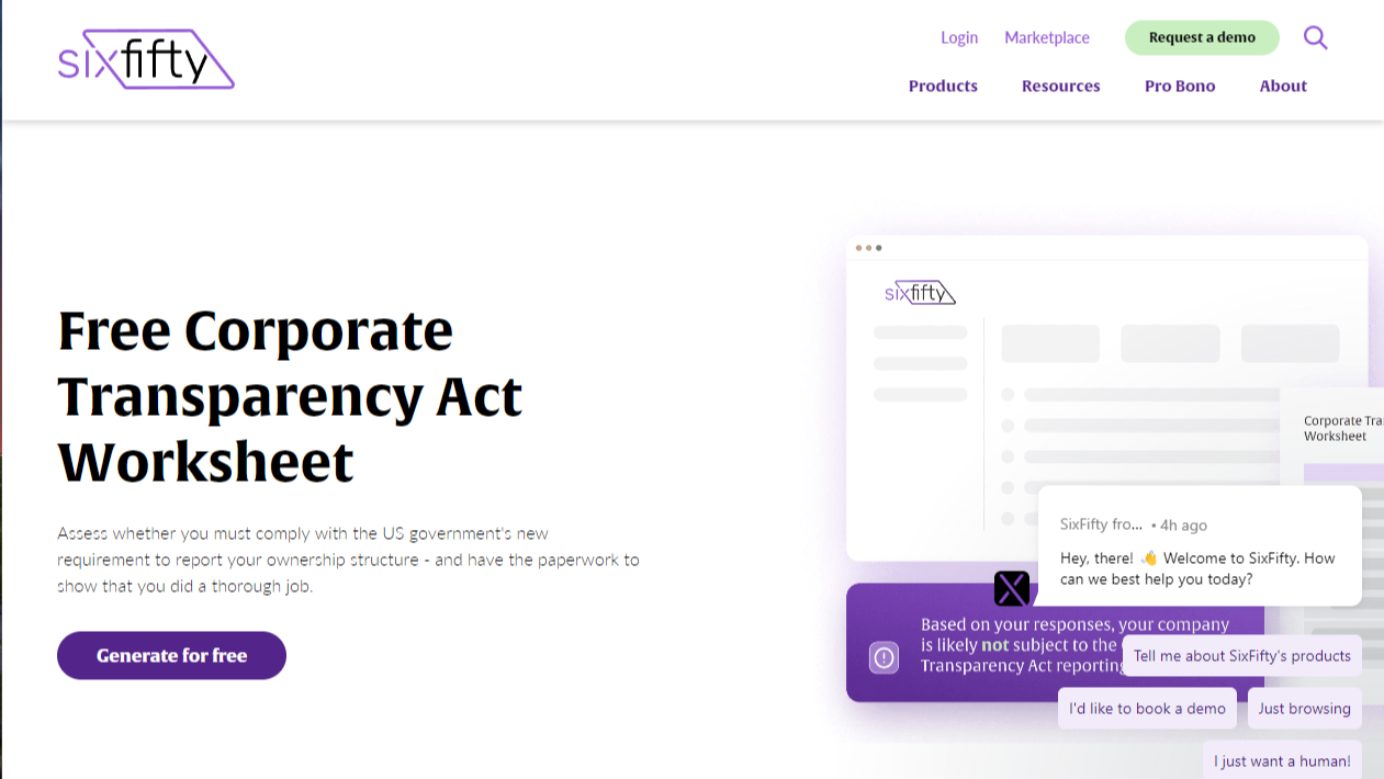 Free Tool from SixFifty Helps Companies Comply with New Beneficial Reporting Requirement