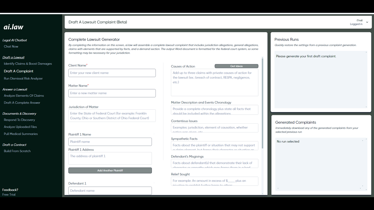 Legal Tech Startup Ai.law Can Now Draft the Complaint for Your Lawsuit