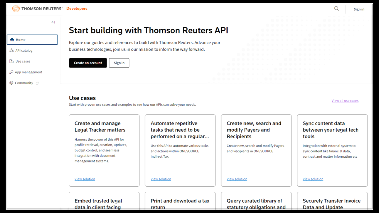 Thomson Reuters Launches Developer Portal Giving Access to Over 100 APIs for Legal, Tax, Risk and Fraud
