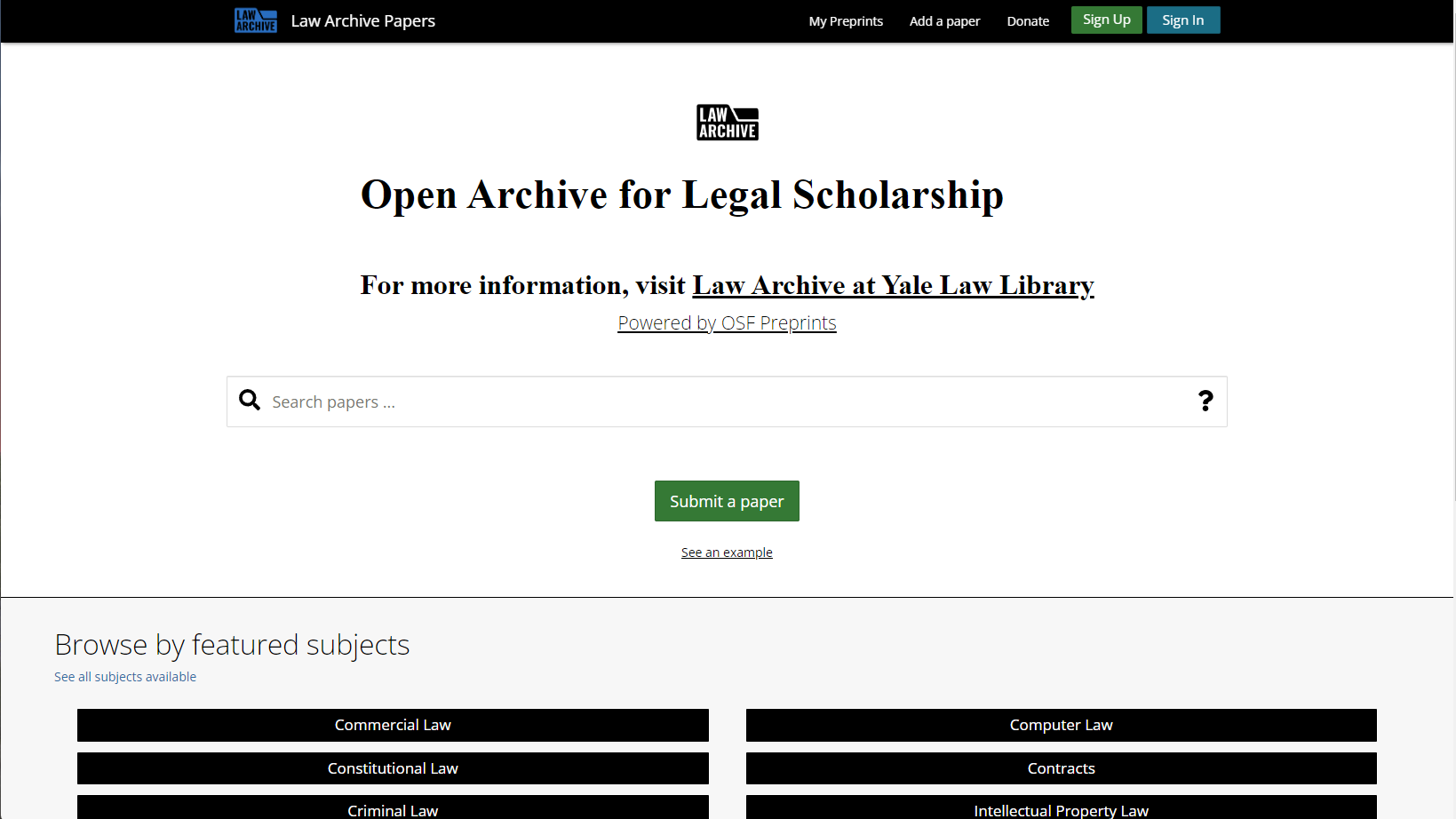 With Goal of Promoting Open Access to Legal Scholarship, Yale Law School Launches Law Archive