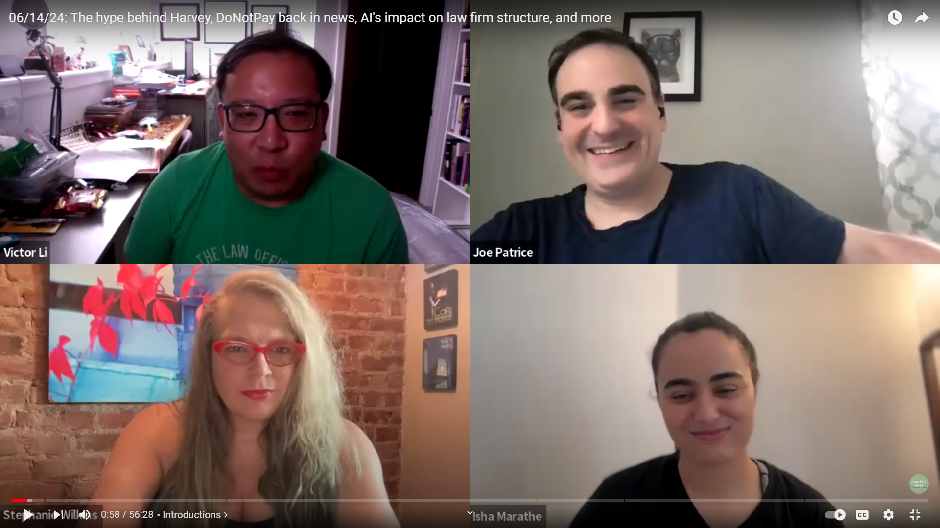 Missed Legaltech Week Last Week? (I Know I Did.) No Worries, Here&#8217;s the Recording. Among the Topics: Harvey, DoNotPay, AAA and Musk