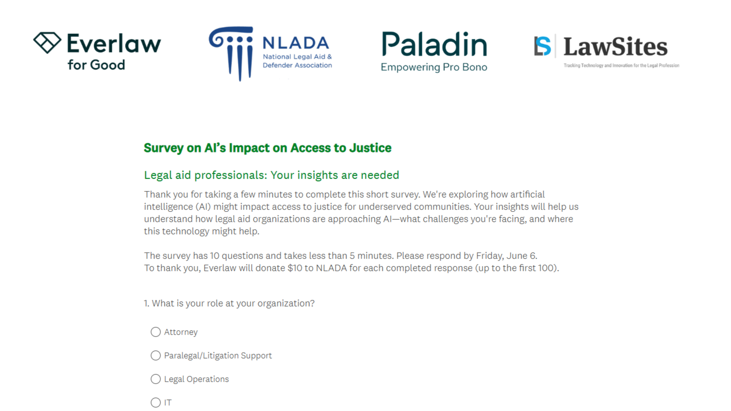 Inviting You to Take this Important New Survey: Can AI Help Close the Justice Gap?