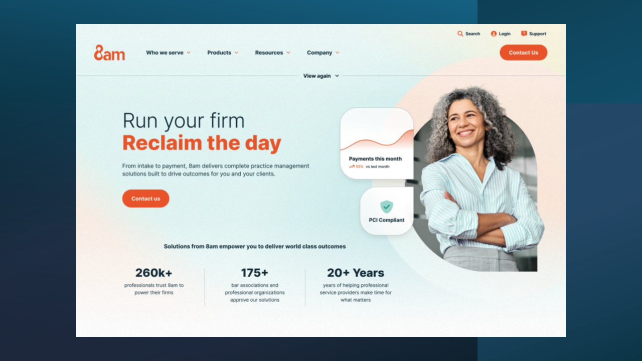 AffiniPay, Parent to LawPay, MyCase and Others, Rebrands As &#8216;8am&#8217; To Signify Its Evolution Into A Unified Professional Services Platform
