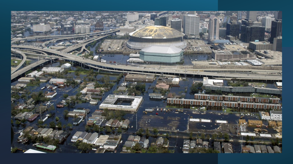 Image Showing Flooding Around The Superdome After Hurricane Katrina Struck New Orleans