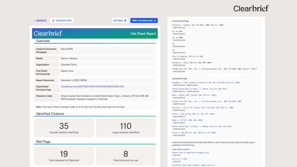 Clearbrief Launches Cite Check Report to Give Law Firm Partners an Audit Trail Against AI Hallucinations