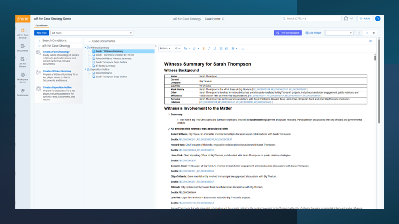 Relativity Launches aiR for Case Strategy to Extract and Organize Key Facts Using Generative AI