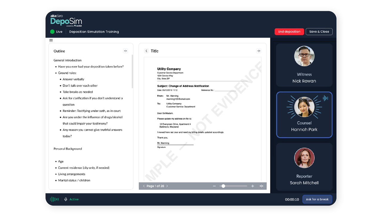 AltaClaro and Verbit Launch DepoSim, an AI-Powered Deposition Simulator for Litigators