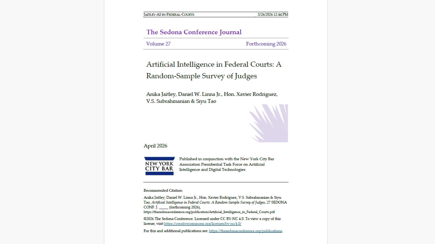 Survey Finds Majority of Federal Judges Have Used AI in Their Work, But Daily Use Remains Rare