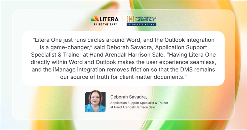 Hand Arendall Harrison Sale Transforms Document Workflows and Sees Immediate ROI with Litera’s AI-Powered Drafting and Compare