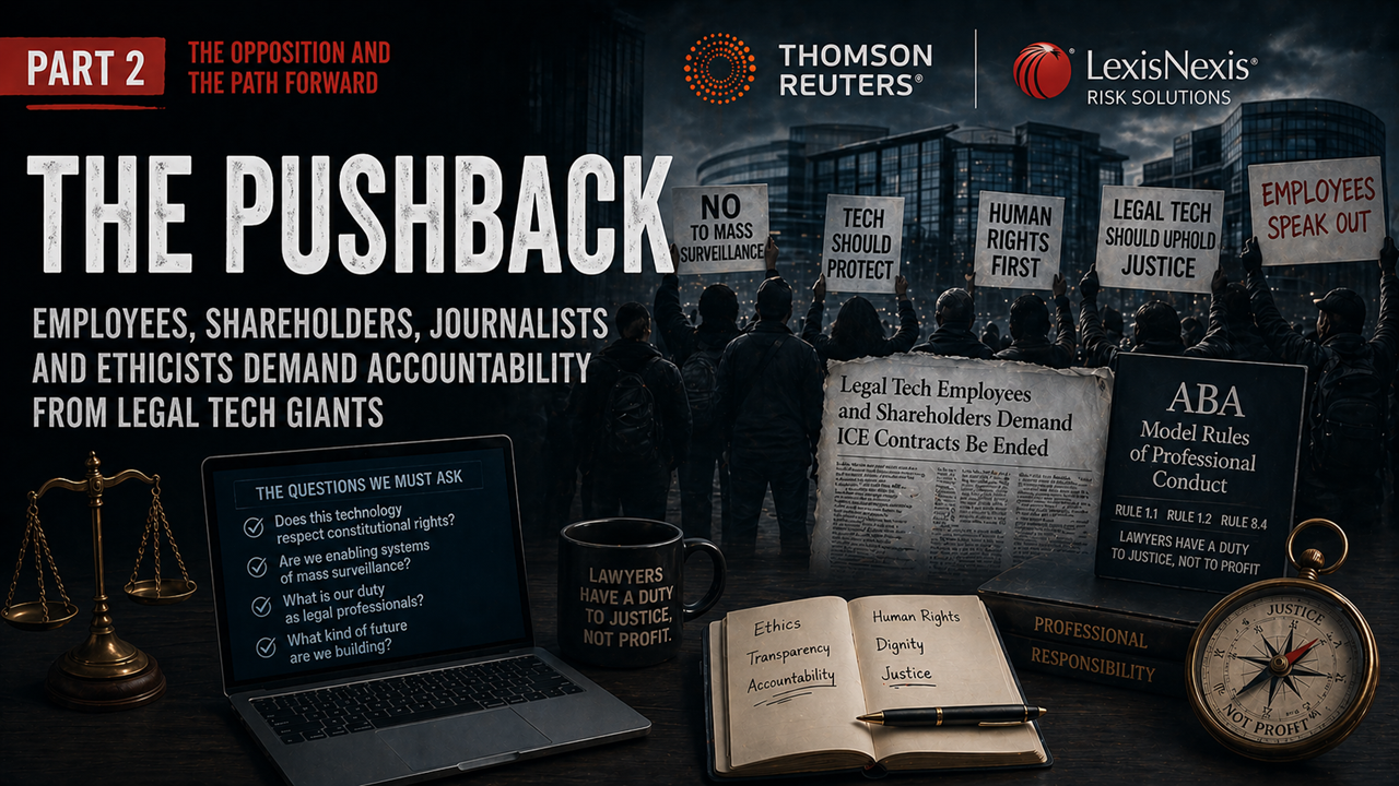 The Legal Tech Giants Powering ICE, Part 2 — The Pushback: Employees, Shareholders, Lawyers and the Fight Over May 31